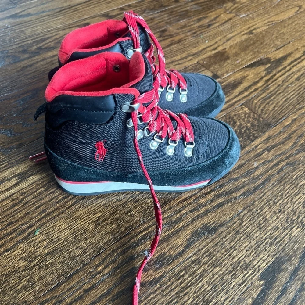 Polo by Ralph Lauren Kids Black and Red Hiking Boots